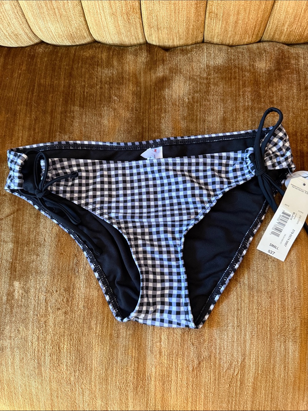 Arizona Jean Company Black and White Gingham Tie-Side Bikini Bottom